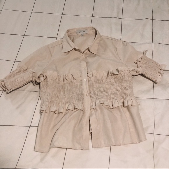 Ruffled Pin-Stripe Blouse - Picture 1 of 2